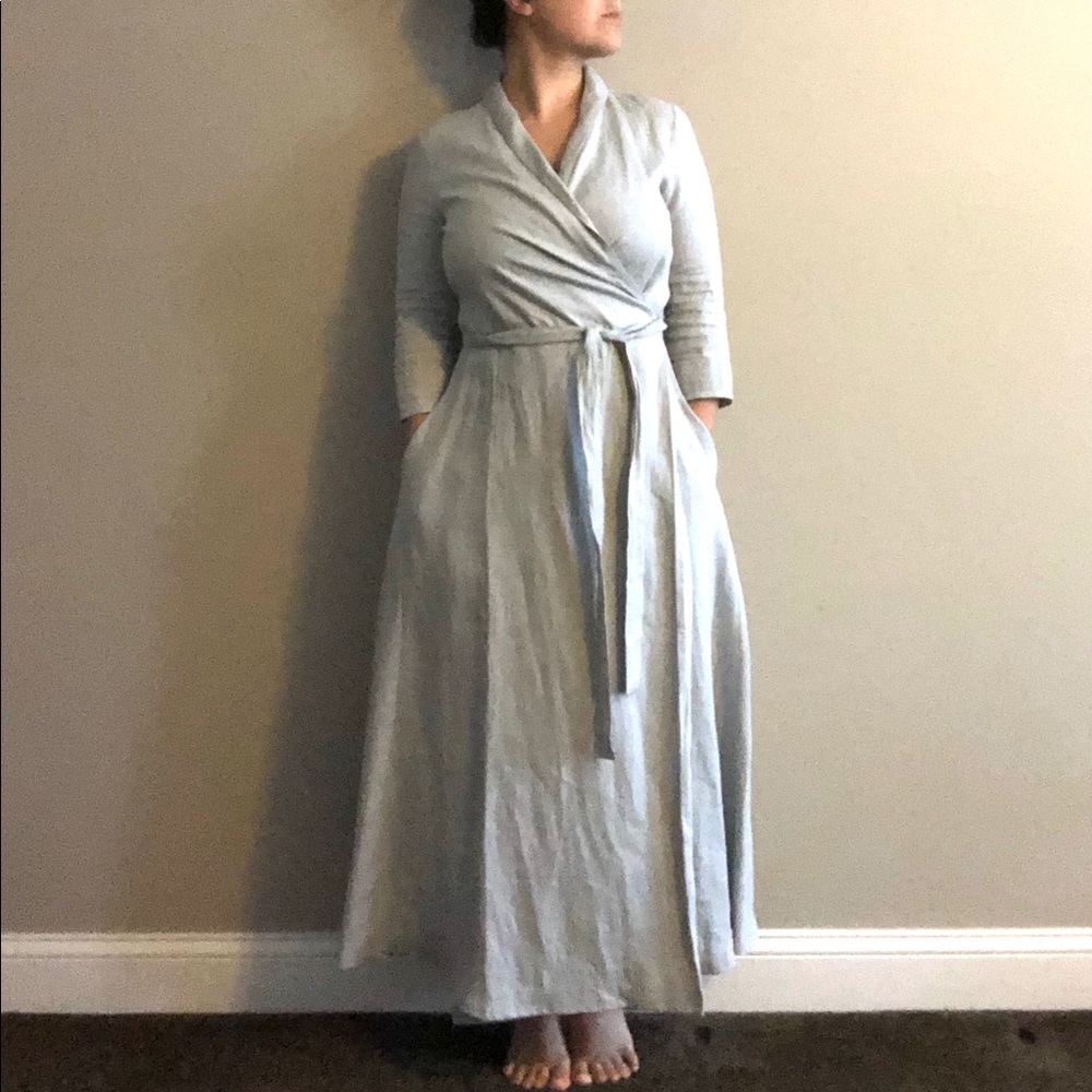 Size 8 LinenHandmadeStudio 100% Linen Wrap Dress